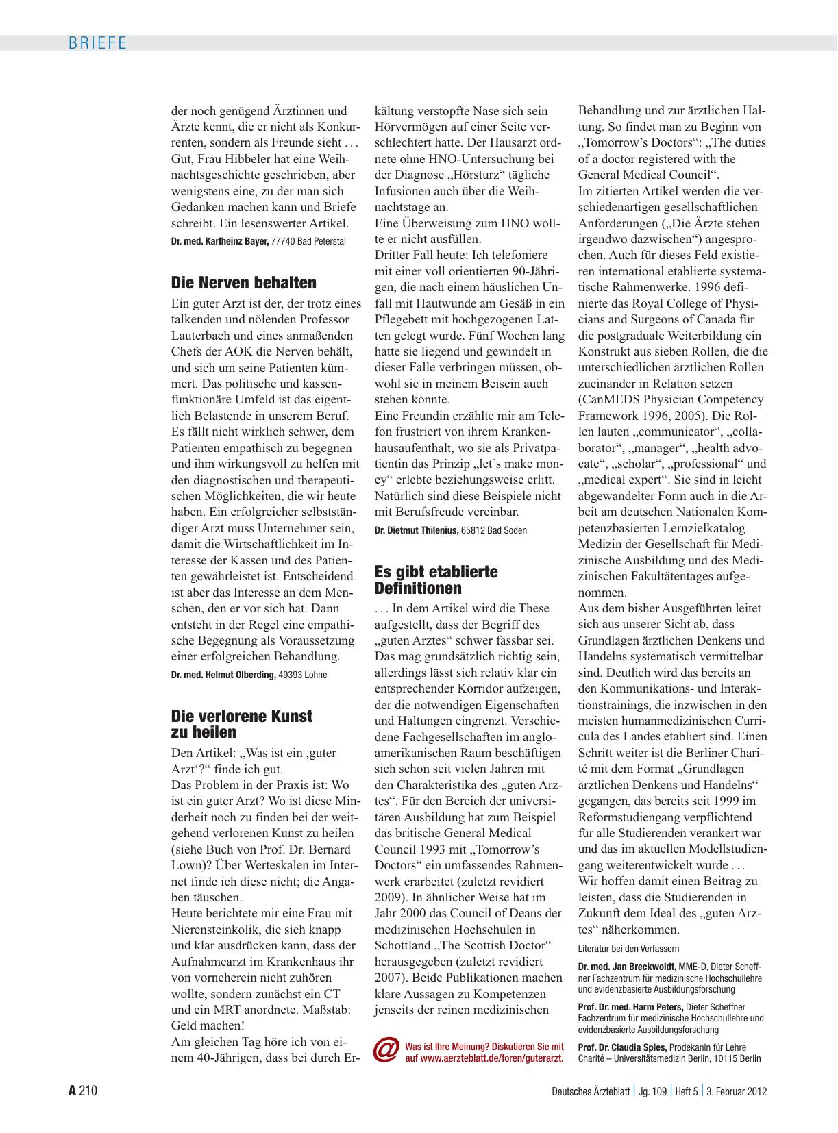 Vorschauseite 1: Ein guter Arzt: Es gibt etablierte Definitionen
