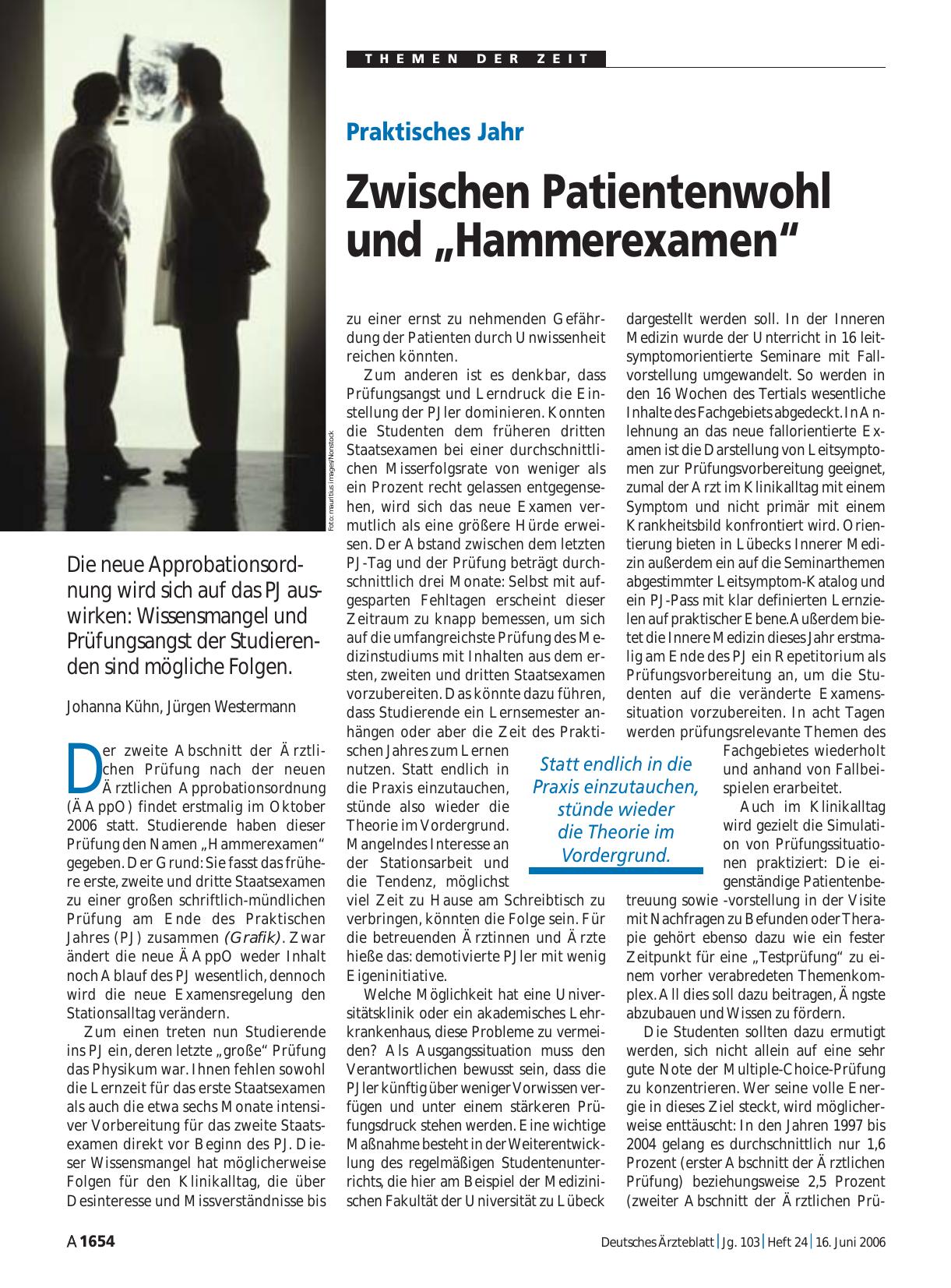 Vorschauseite 1: Praktisches Jahr: Zwischen Patientenwohl und „Hammerexamen“