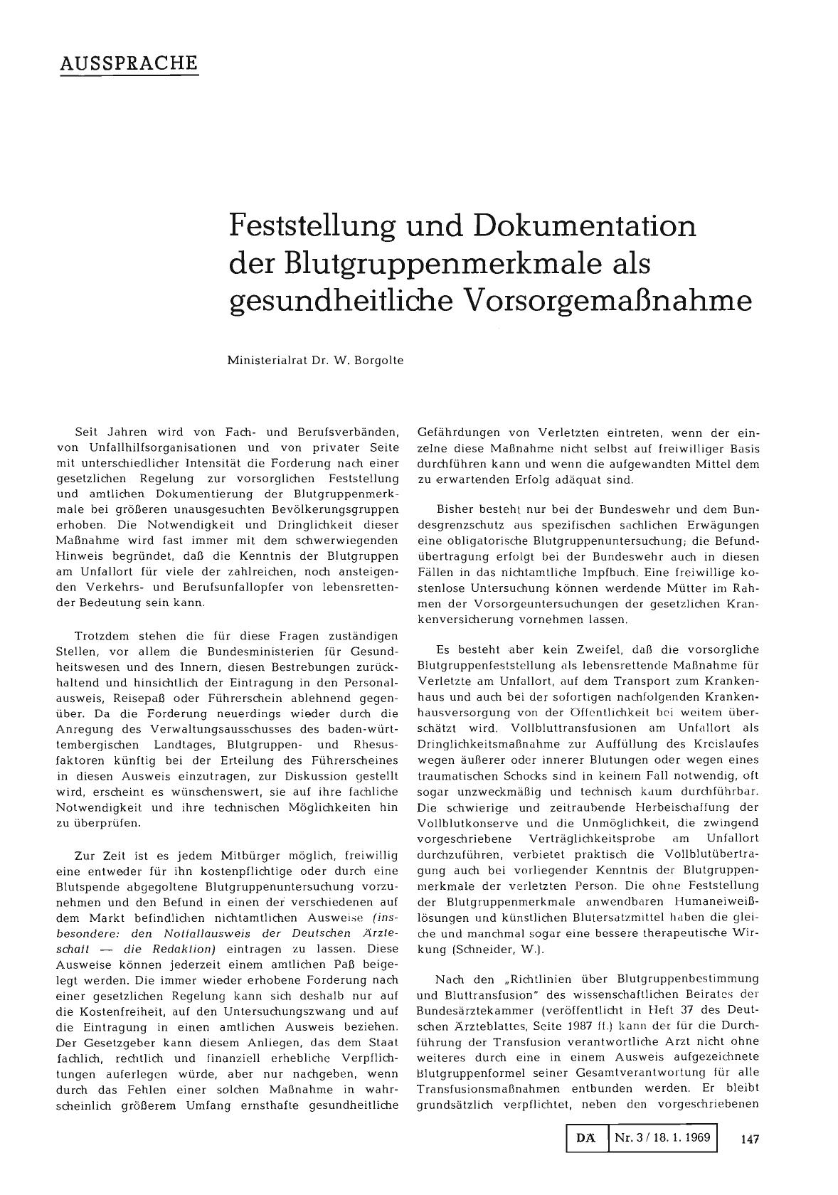 Vorschauseite 1: Feststellung und Dokumentation der Blutgruppenmerkmale als gesundheitliche Vorsorgemaßnahme