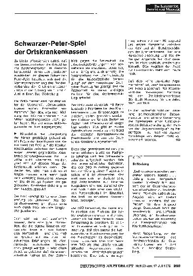 Vorschauseite 1: Schwarzer-Peter-Spiel der Ortskrankenkassen