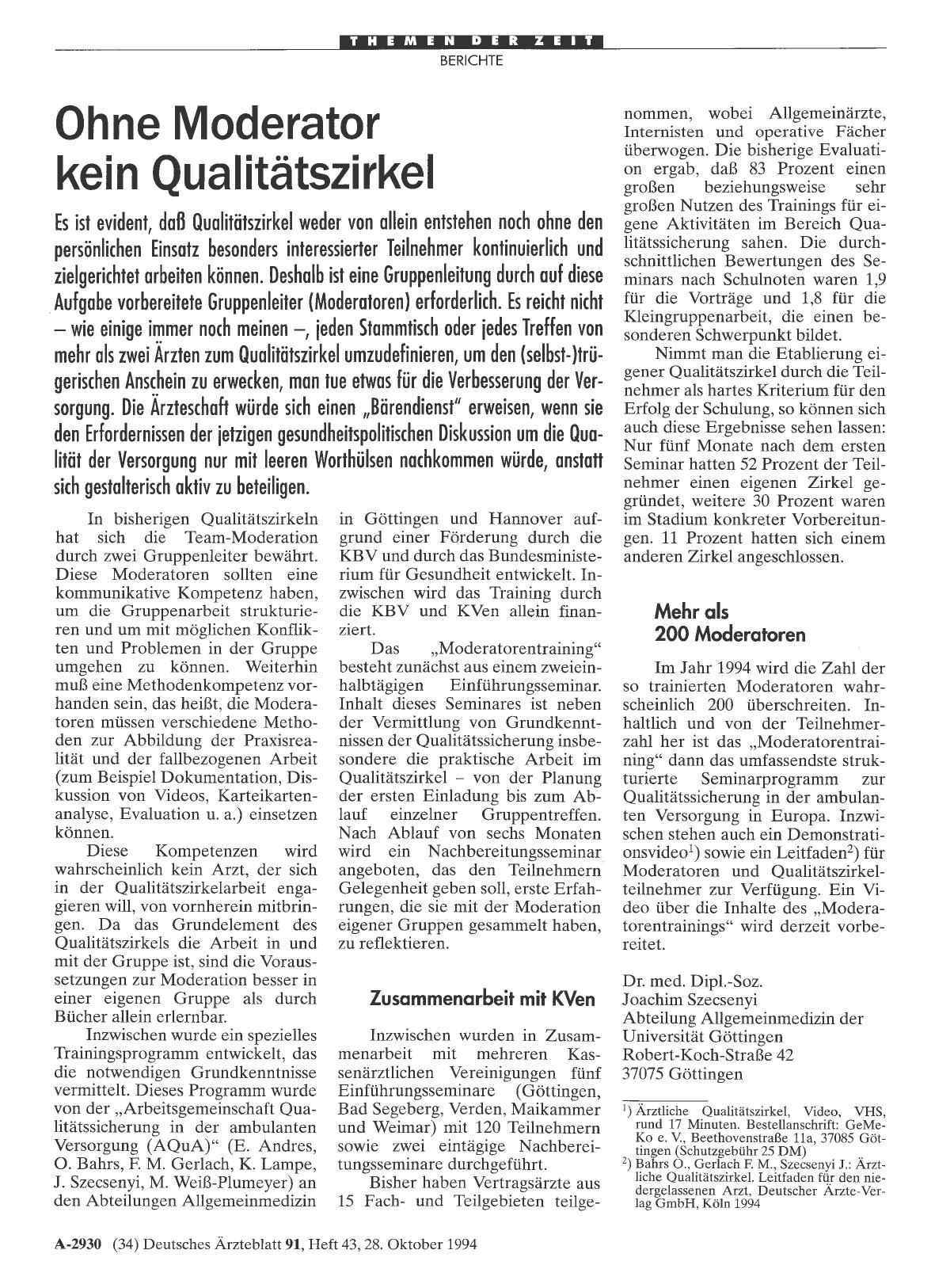 Vorschauseite 1: Ohne Moderator kein Qualitätszirkel