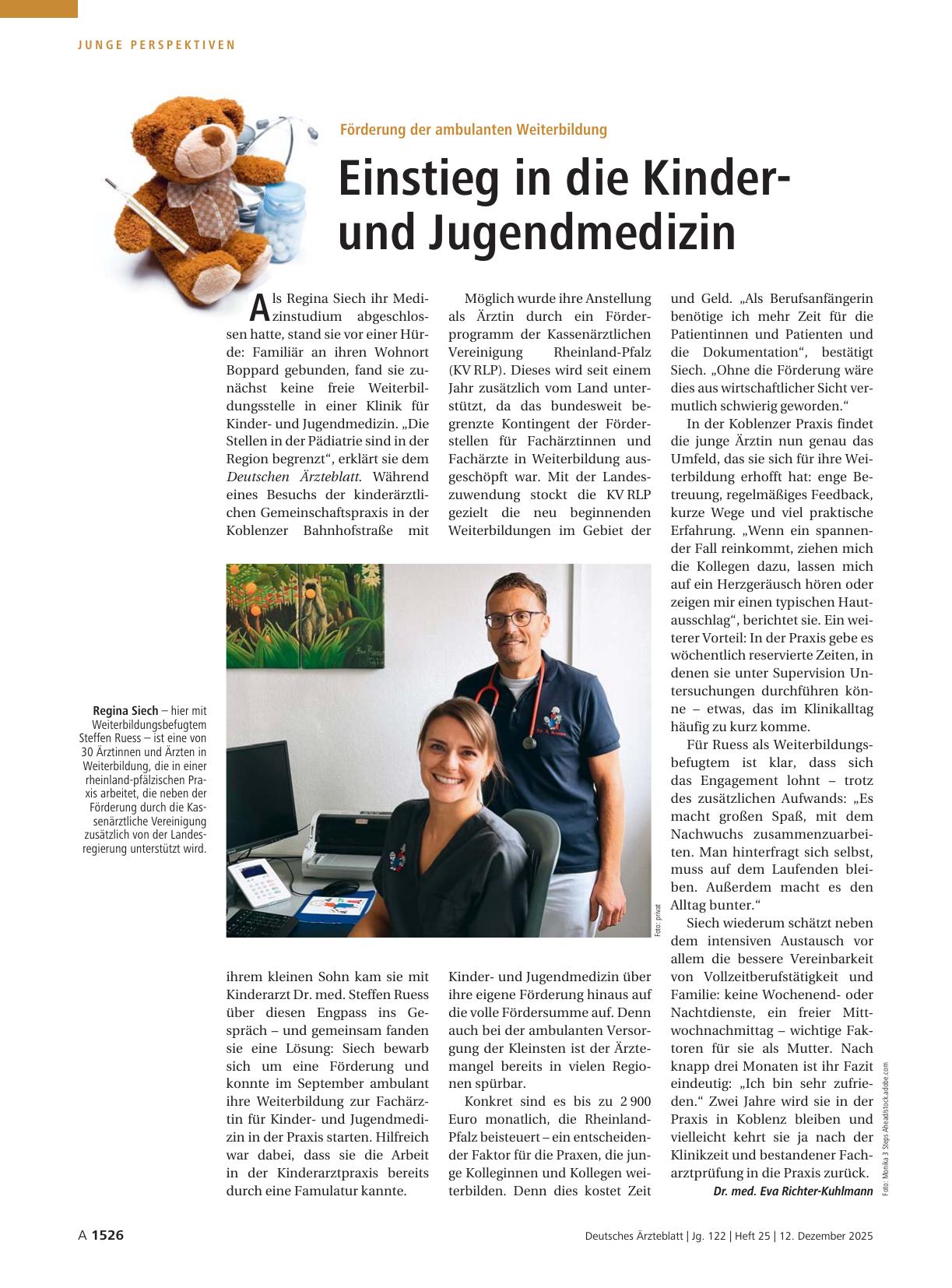 Vorschauseite 1: Förderung der ambulanten Weiterbildung: Einstieg in die Kinderund Jugendmedizin