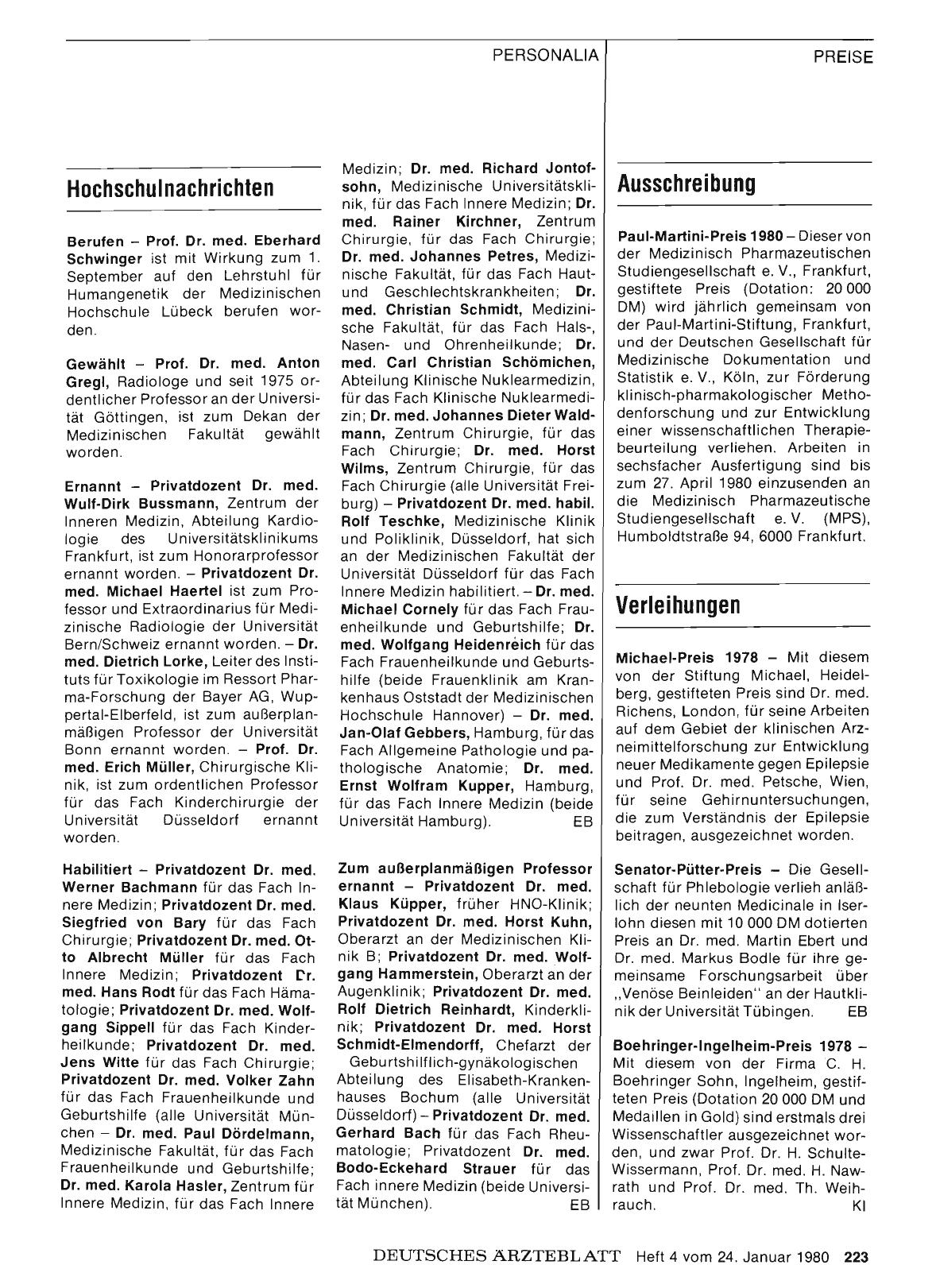 Vorschauseite 1: Verleihungen