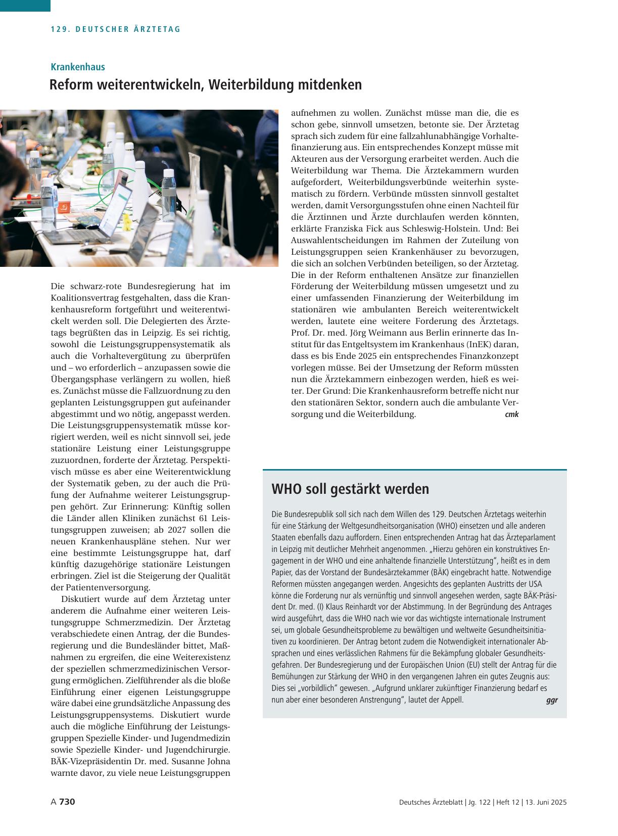 Vorschauseite 1: Krankenhaus: Reform weiterentwickeln, Weiterbildung mitdenken