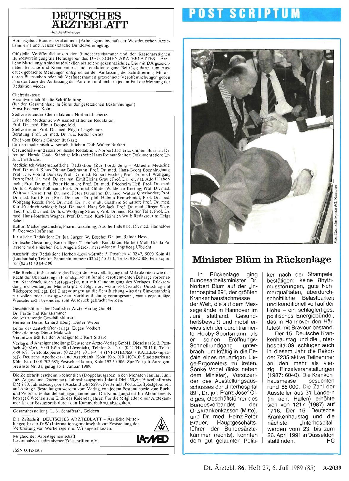 Vorschauseite 1: Minister Blüm in Rückenlage
