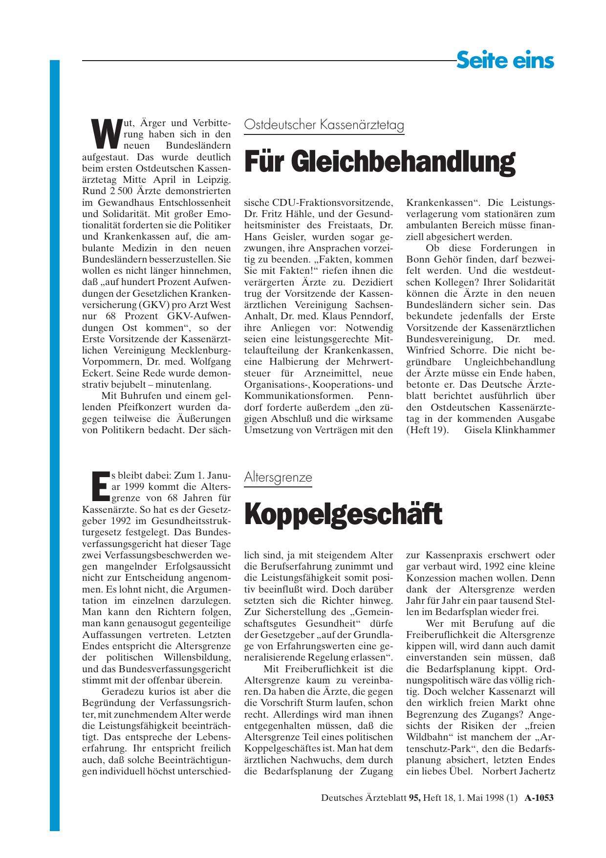 Vorschauseite 1: Altersgrenze: Koppelgeschäft