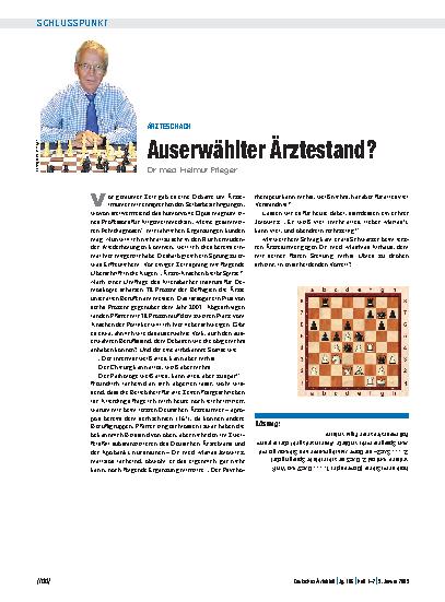 Vorschauseite 1: Ärzteschach: Auserwählter Ärztestand?