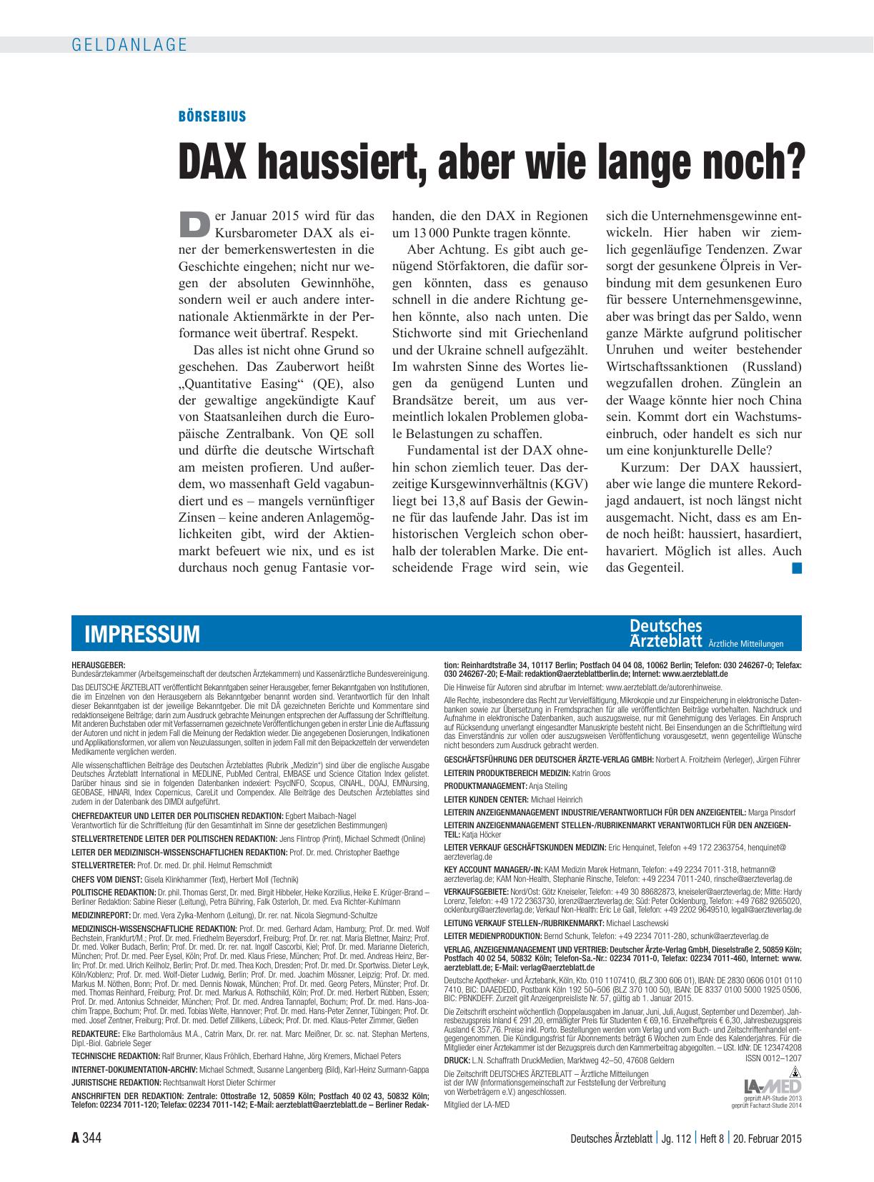 Vorschauseite 1: Börsebius: DAX haussiert, aber wie lange noch?