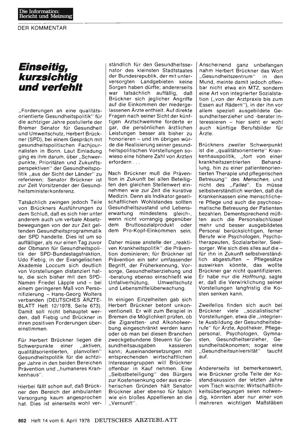 Vorschauseite 1: Einseitig, kurzsichtig und verfehlt