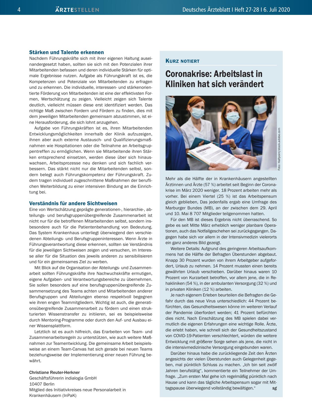 Vorschauseite 1: Coronakrise: Arbeitslast in Kliniken hat sich verändert
