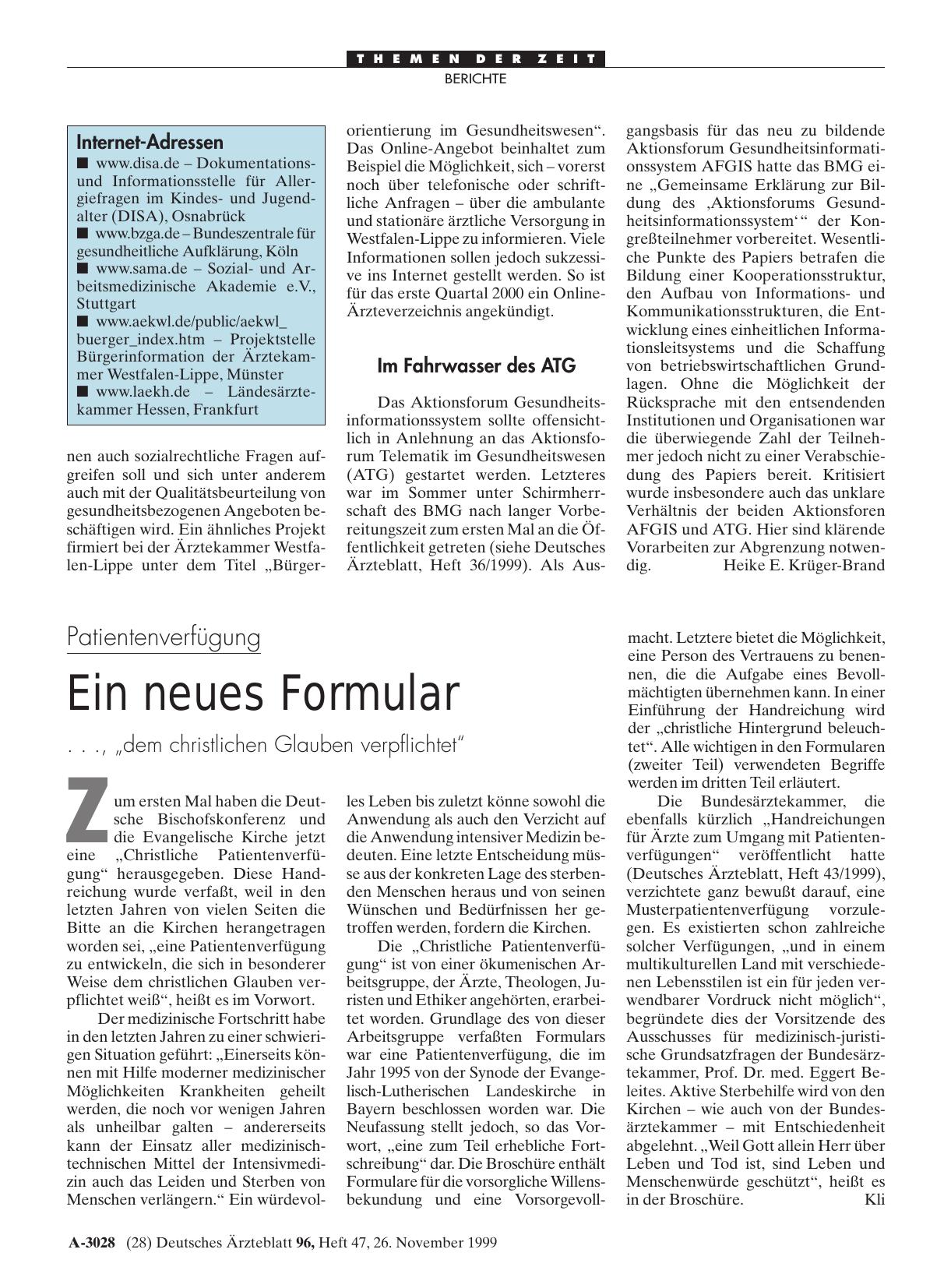 Vorschauseite 1: Patientenverfügung: Ein neues Formular
