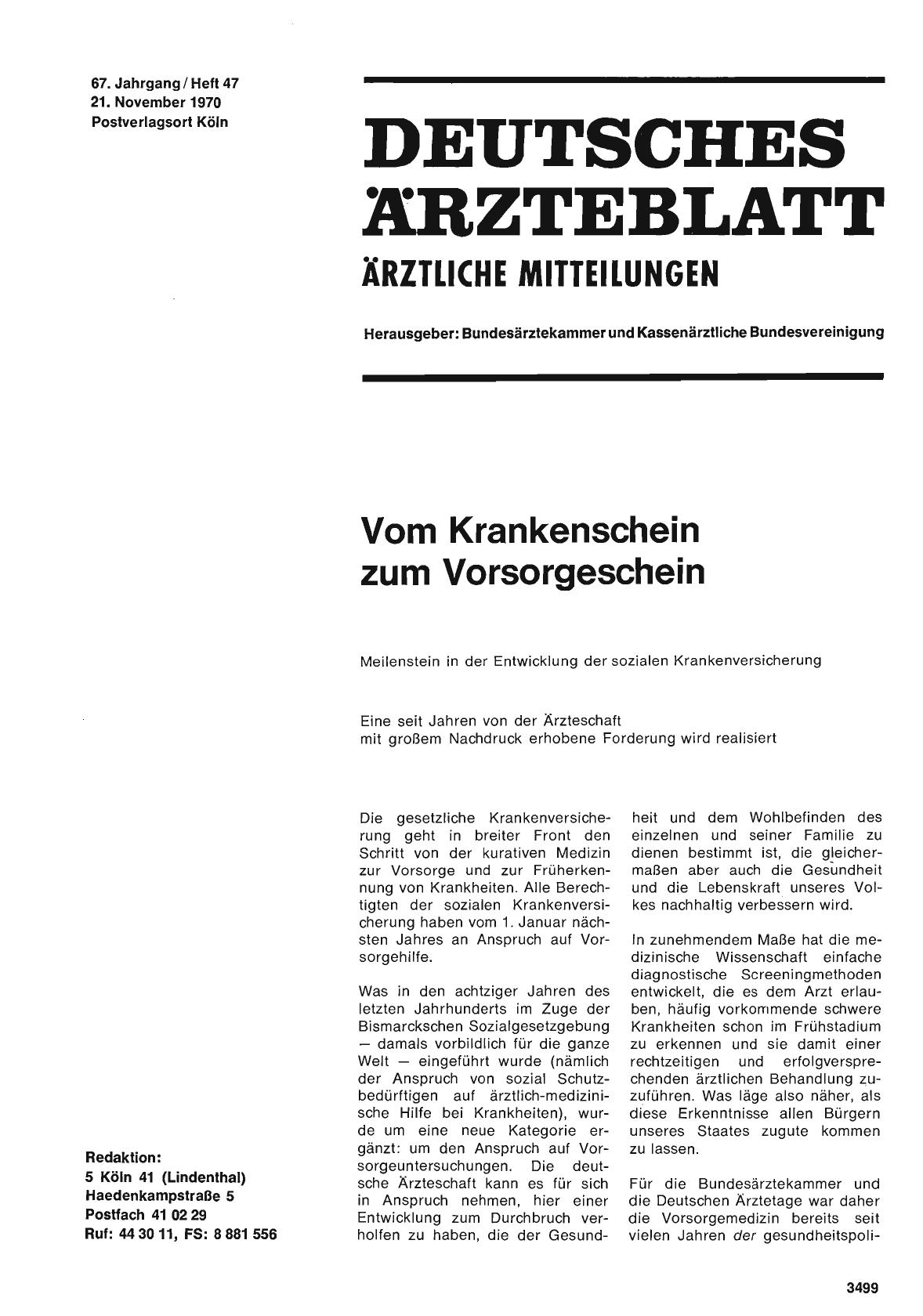 Vorschauseite 1: Vom Krankenschein zum Vorsorgeschein