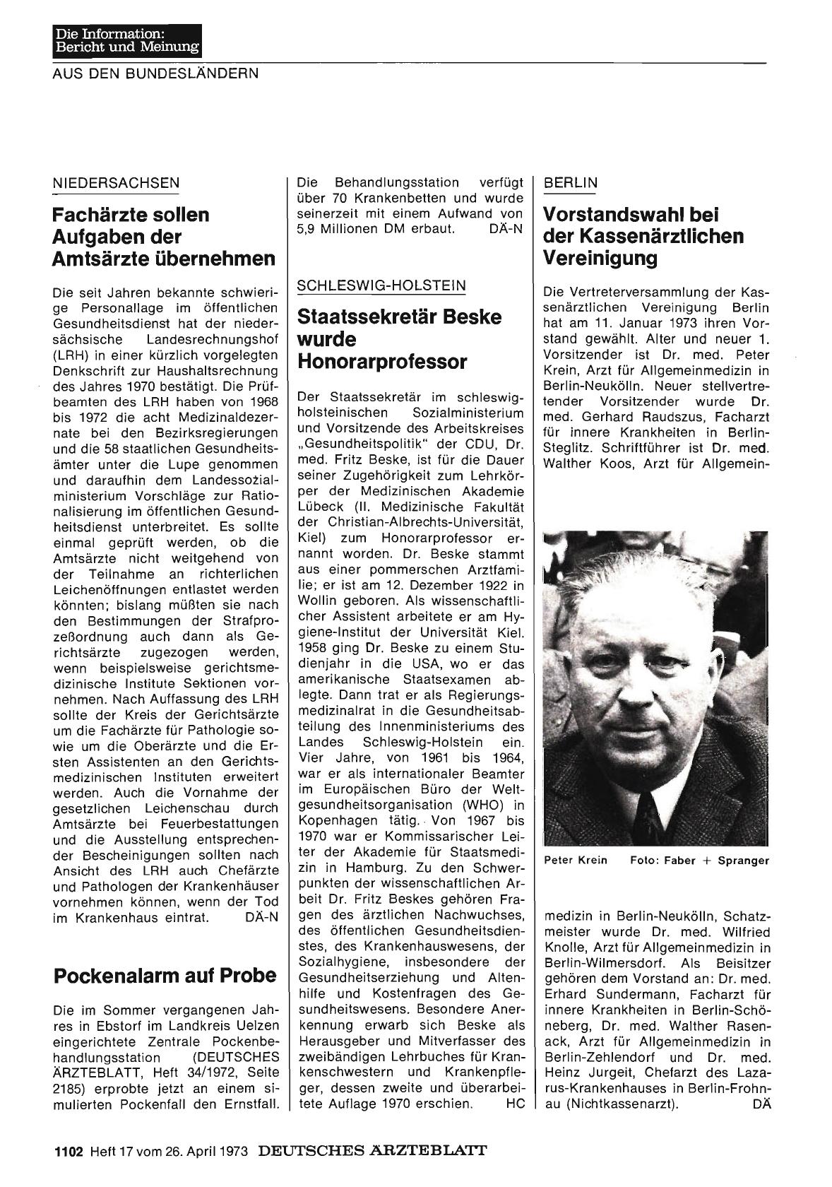 Vorschauseite 1: Schleswig-Holstein: Staatssekretär Beske wurde Honorarprofessor