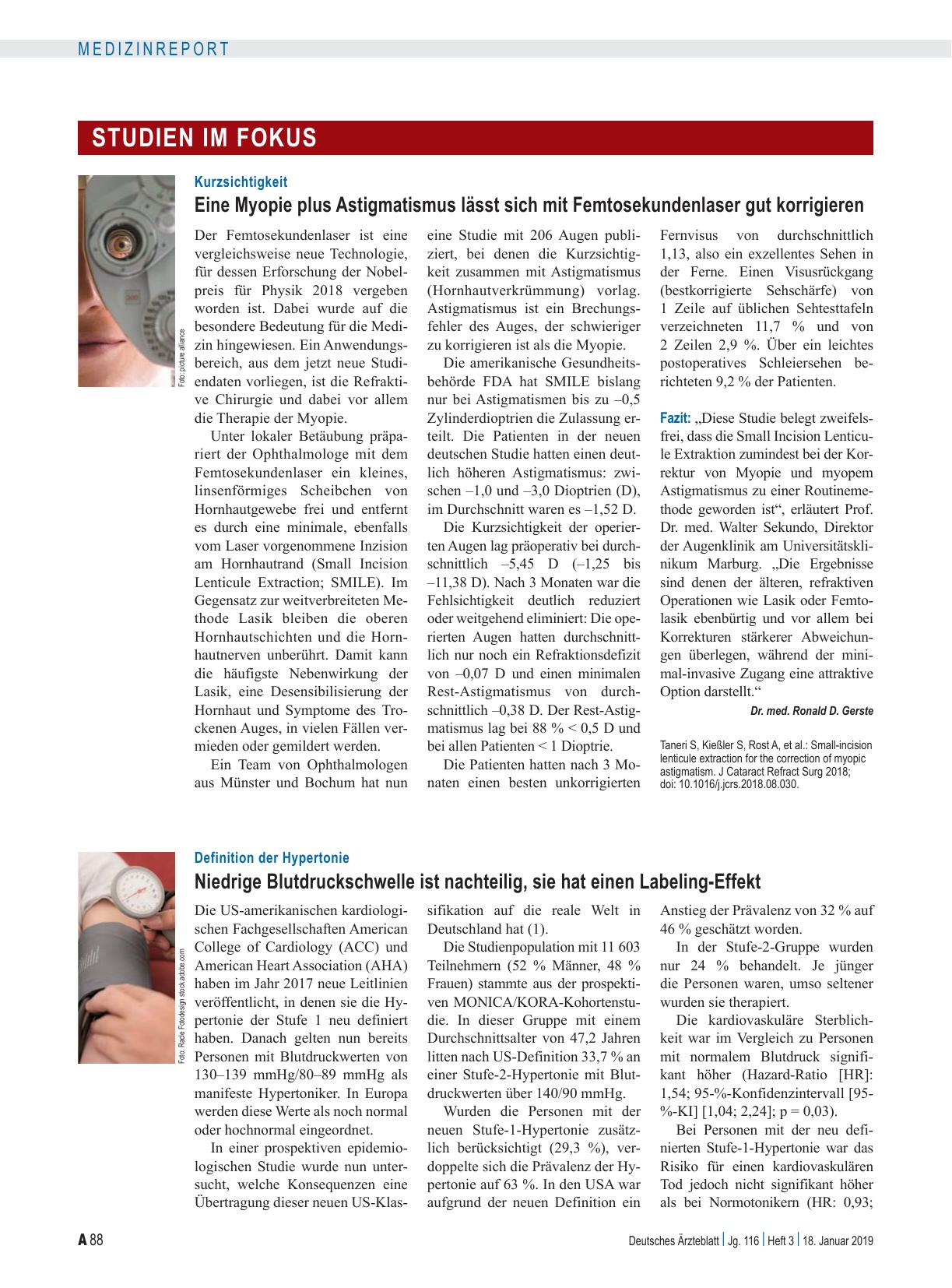 Vorschauseite 1: Definition der Hypertonie: Niedrige Blutdruckschwelle ist nachteilig, sie hat einen Labeling-Effekt
