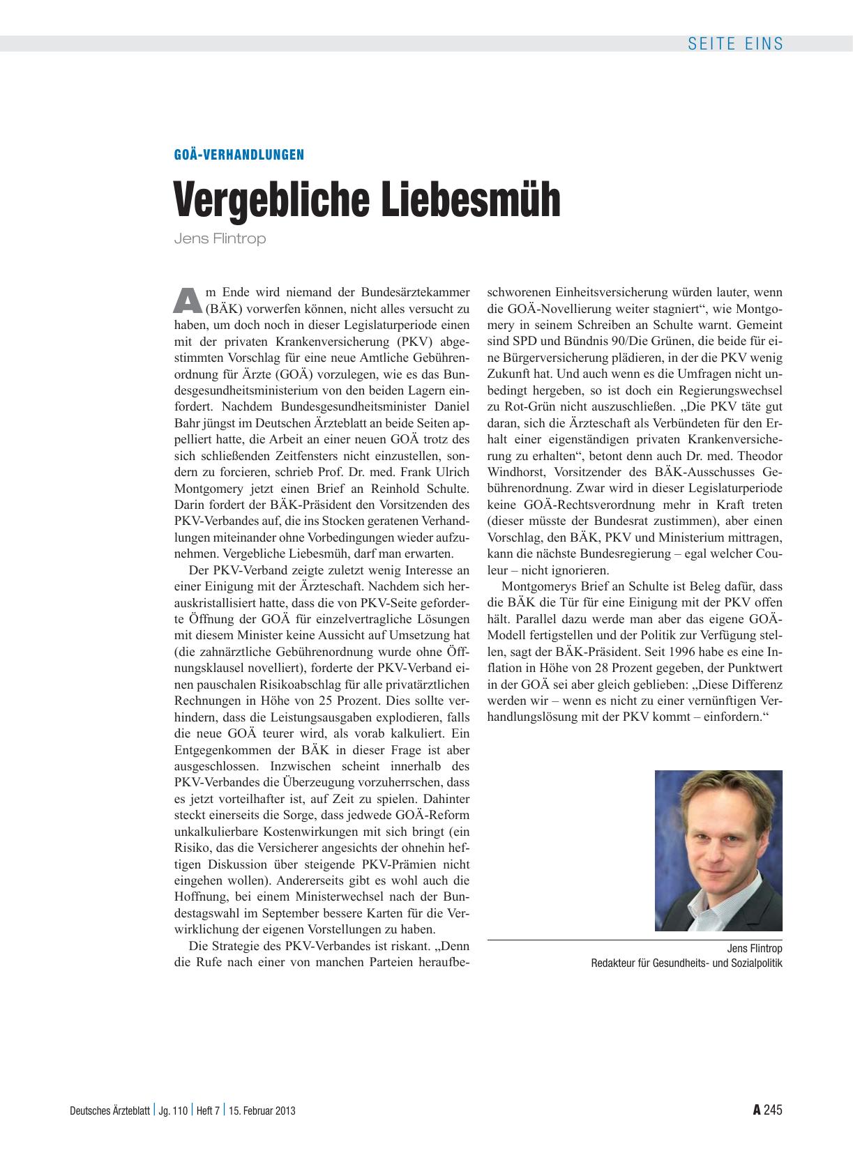 Vorschauseite 1: GOÄ-Verhandlungen: Vergebliche Liebesmüh