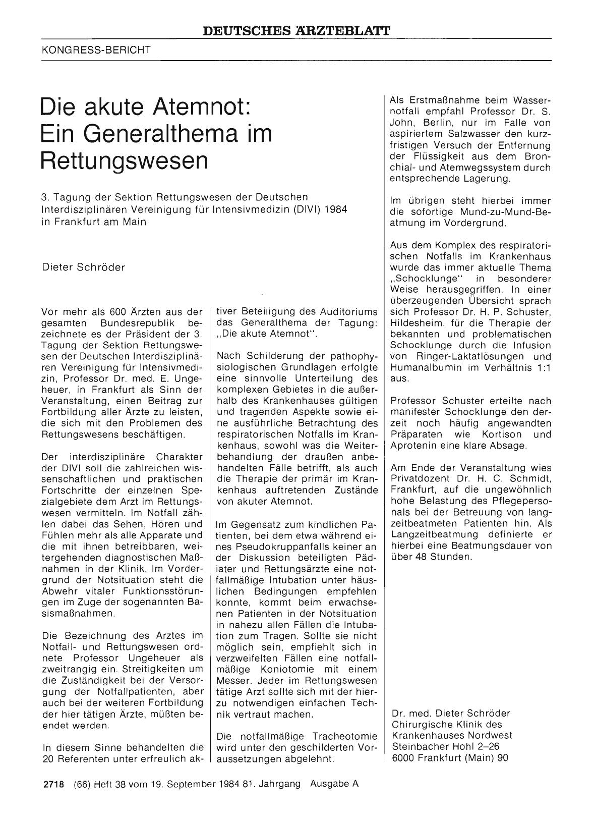 Vorschauseite 1: Die akute Atemnot: Ein Generalthema im Rettungswesen - 3. Tagung der Sektion Rettungswesen der Deutschen Interdisziplinären Vereinigung für Intensivmedizin (DIVI) 1984 in Frankfur…