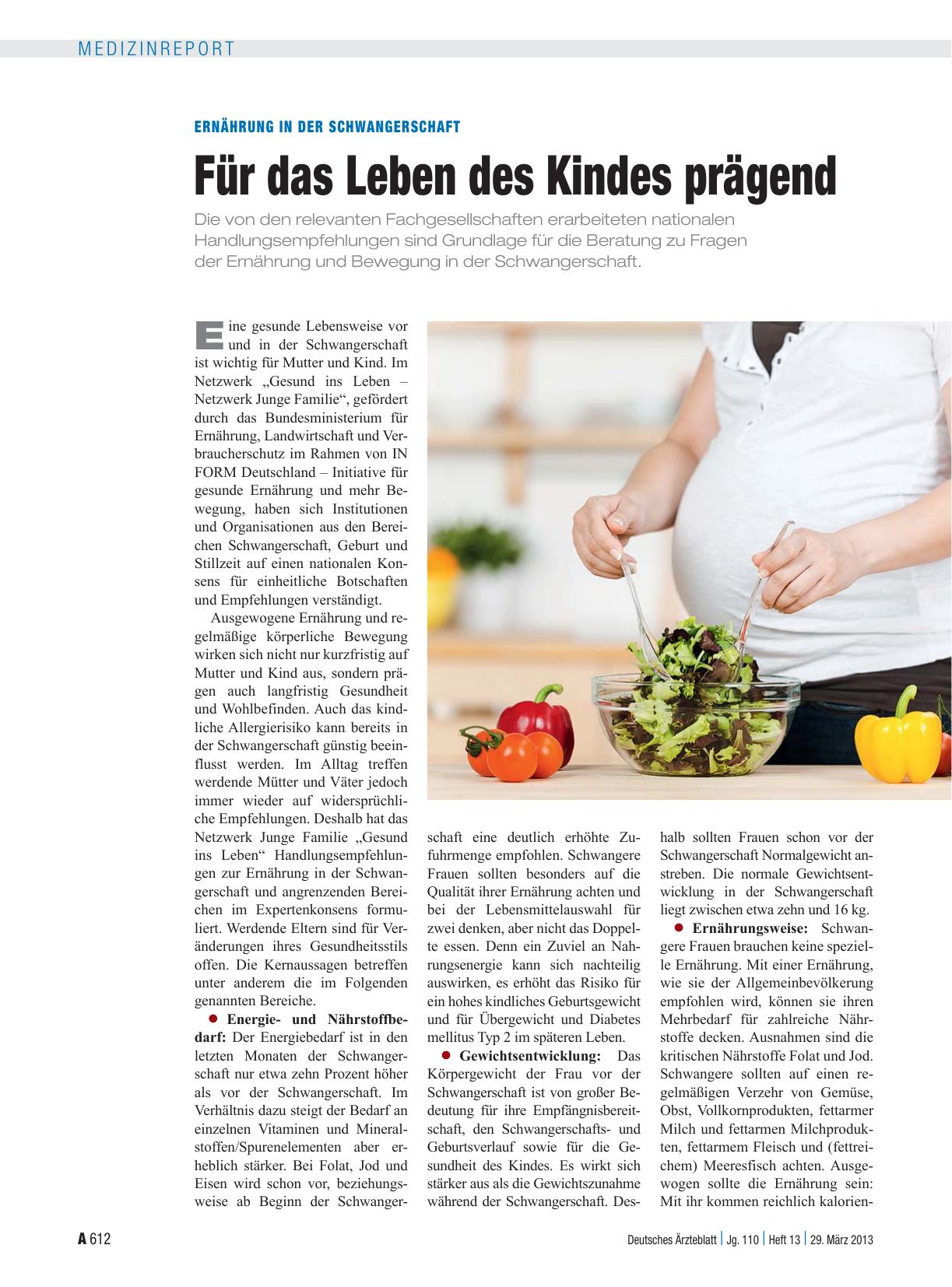 Vorschauseite 1: Ernährung in der Schwangerschaft: Für das Leben des Kindes prägend