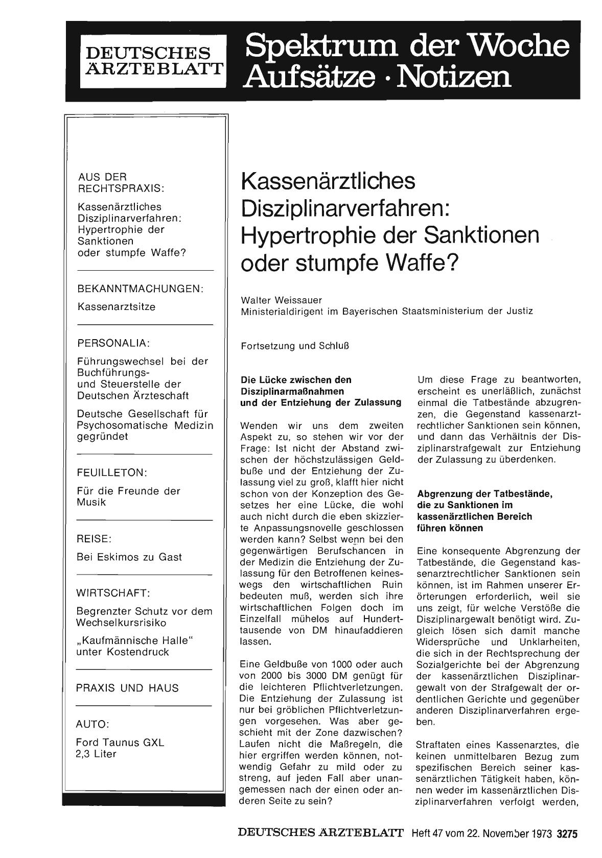 Vorschauseite 1: Kassenärztliches Disziplinarverfahren: Hypertrophie der Sanktionen oder stumpfe Waffe?