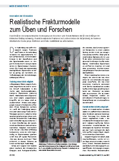 Vorschauseite 1: Innovation der Simulation: Realistische Frakturmodelle zum Üben und Forschen