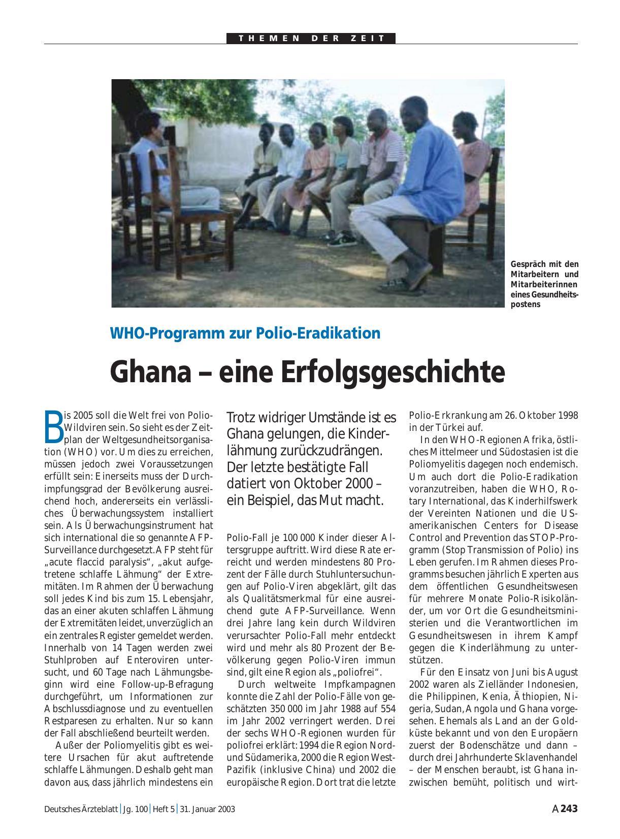Vorschauseite 1: WHO-Programm zur Polio-Eradikation: Ghana – eine Erfolgsgeschichte