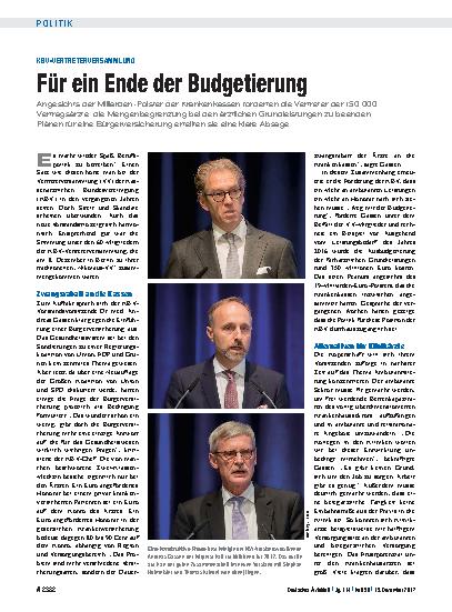 Vorschauseite 1: KBV-Vertreterversammlung: Für ein Ende der Budgetierung