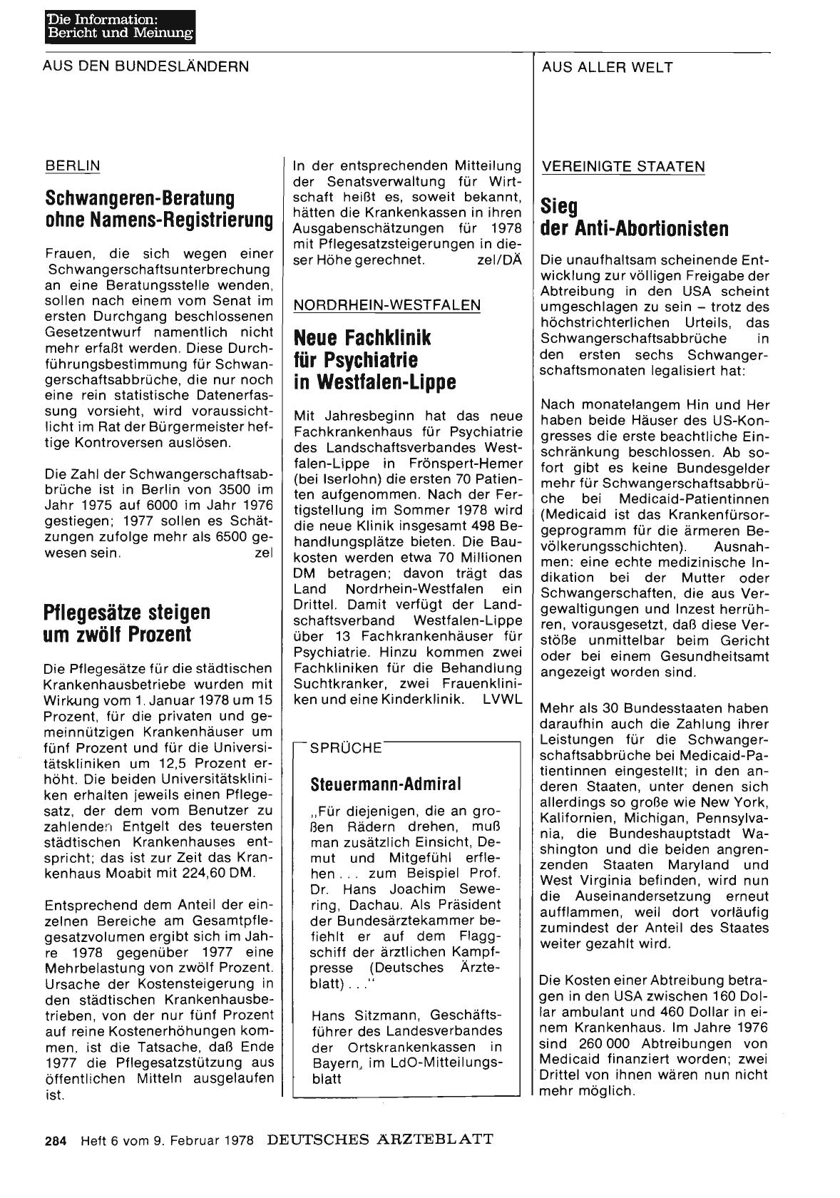 Vorschauseite 1: Vereinigte Staaten: Sieg der Anti-Abortionisten