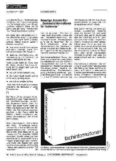 Vorschauseite 1: Neuartige Arzneimittel- ', Gebrauchsinformationen für Fachkreise“