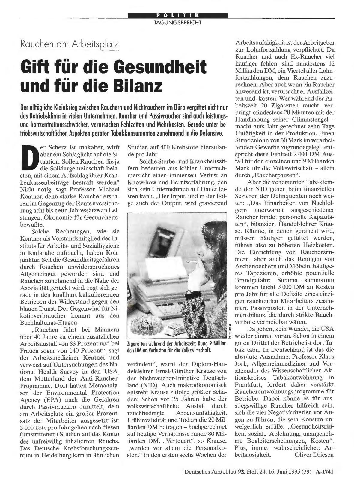 Vorschauseite 1: Rauchen am Arbeitsplatz: Gift für die Gesundheit und für die Bilanz