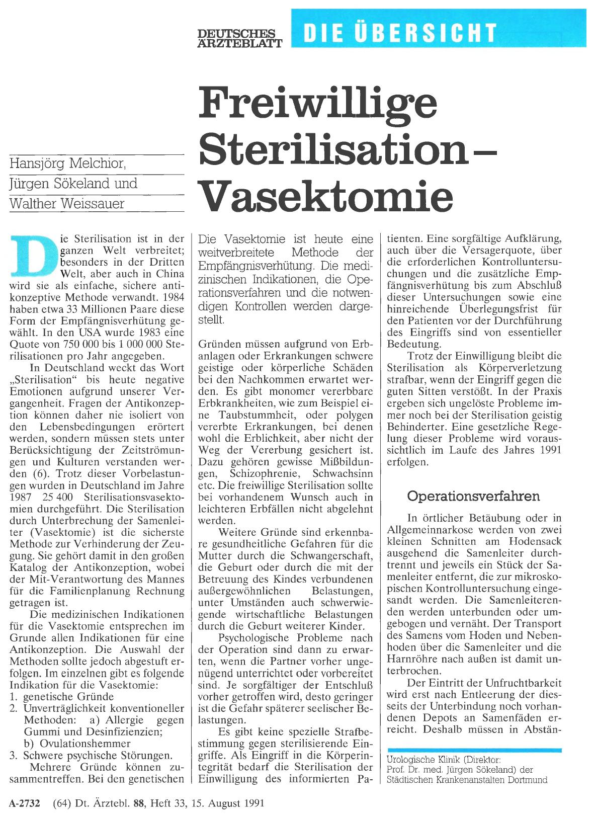 Vorschauseite 1: Freiwillige Sterilisation - Vasektomie