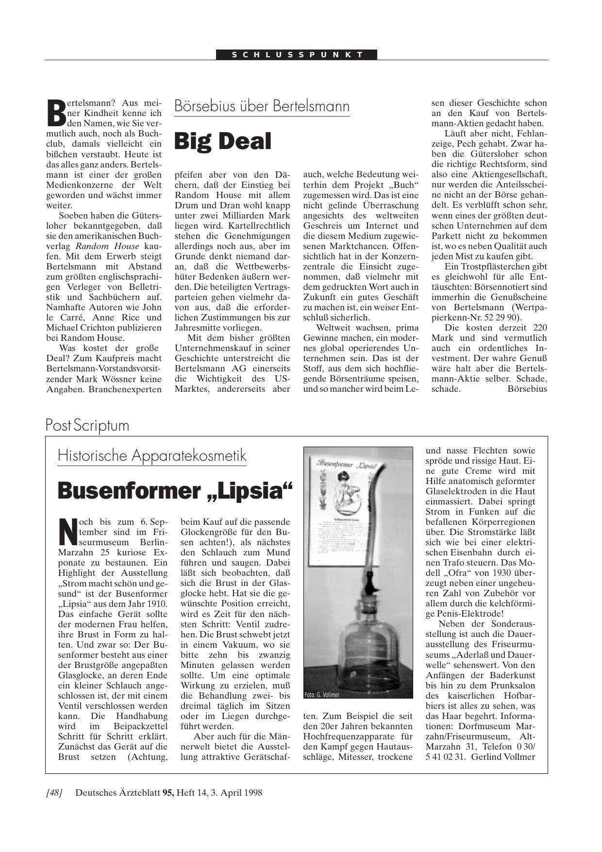 Vorschauseite 1: Historische Apparatekosmetik: Busenformer „Lipsia“