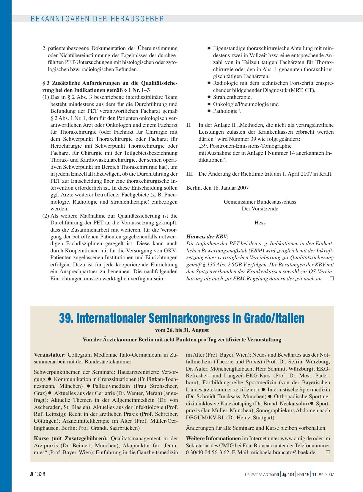 Vorschauseite 1: 39. Internationaler Seminarkongress in Grado/Italien vom 26. bis 31. August