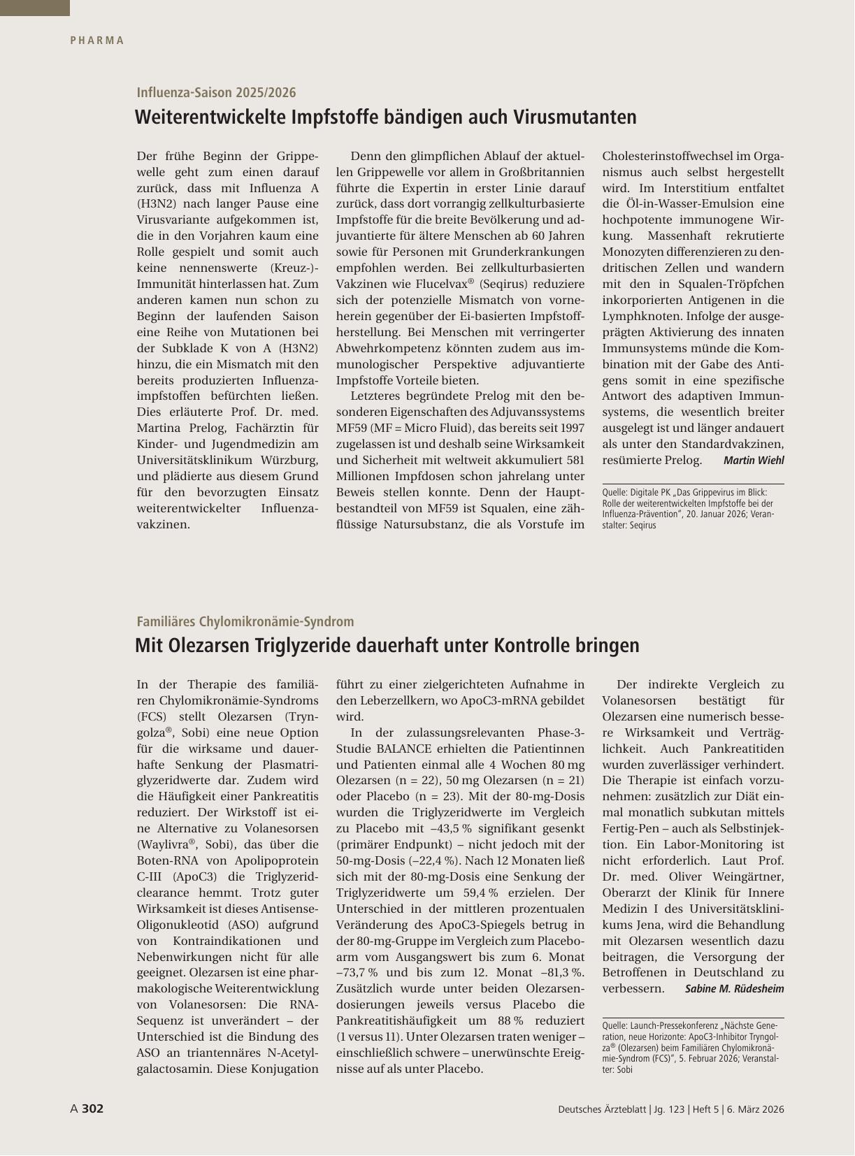 Vorschauseite 1: Familiäres Chylomikronämie-Syndrom: Mit Olezarsen Triglyzeride dauerhaft unter Kontrolle bringen