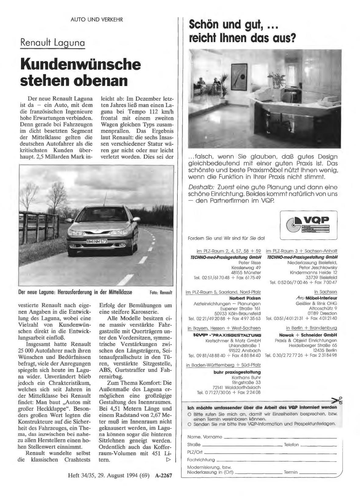 Vorschauseite 1: Renault Laguna: Kundenwünsche stehen obenan