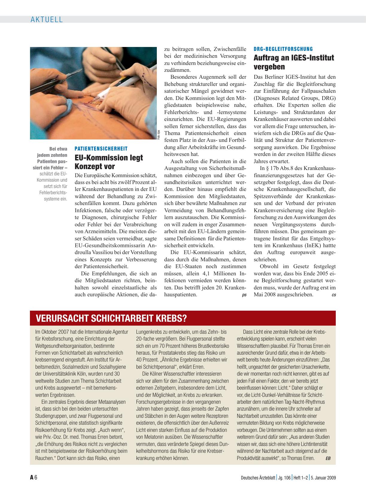 Vorschauseite 1: Patientensicherheit: EU-Kommission legt Konzept vor
