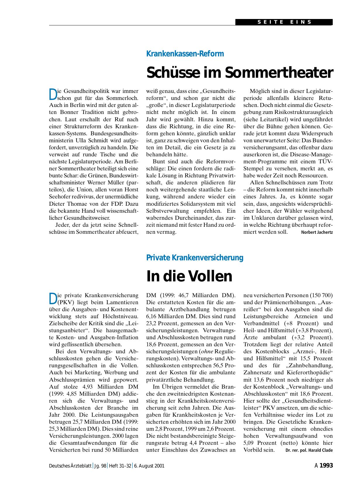 Vorschauseite 1: Private Krankenversicherung: In die Vollen
