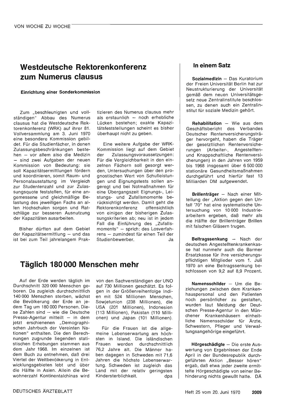 Vorschauseite 1: Westdeutsche Rektorenkonferenz zum Numerus clausus