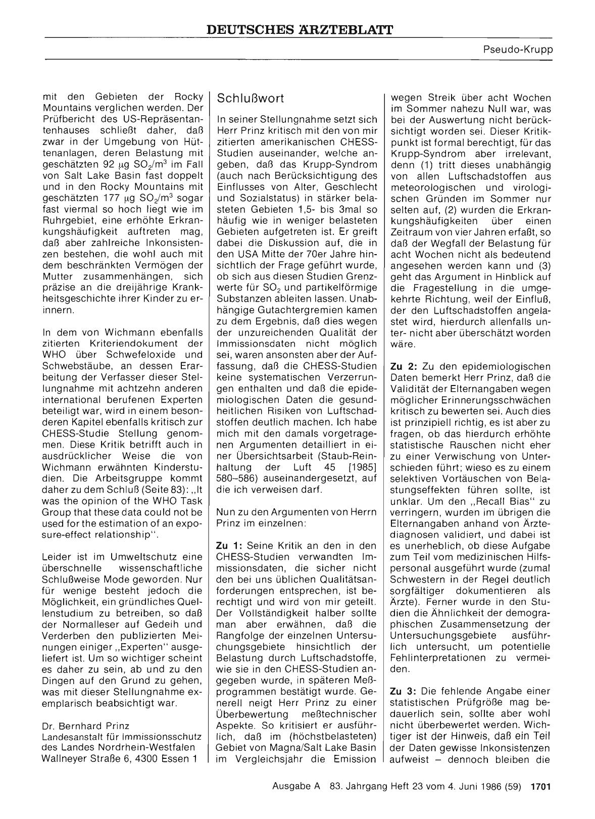 Vorschauseite 1: Pseudo-Krupp: Luftverunreinigung als Auslöser? : Schlußwort