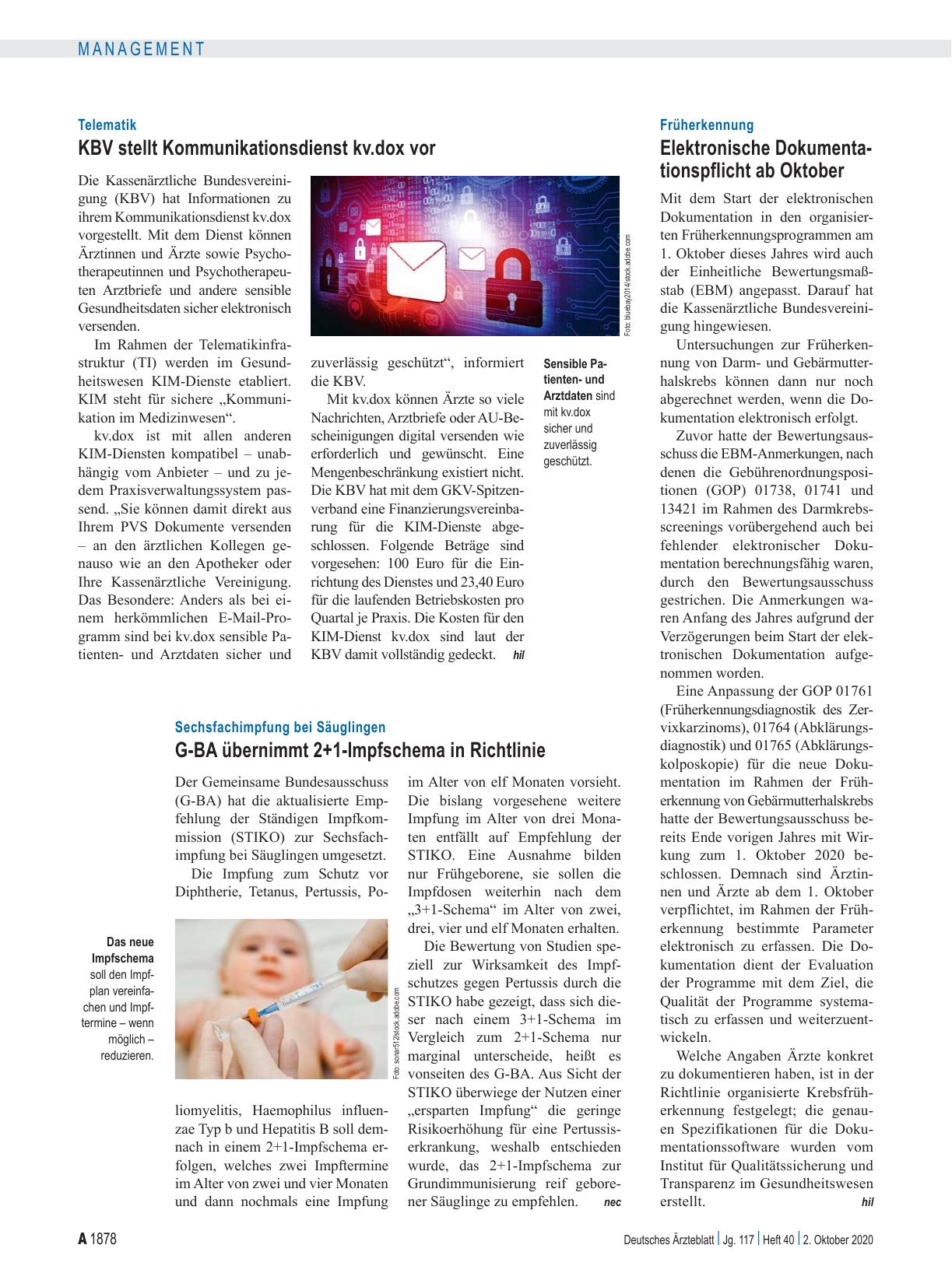 Vorschauseite 1: Telematik: KBV stellt Kommunikationsdienst kv. dox vor