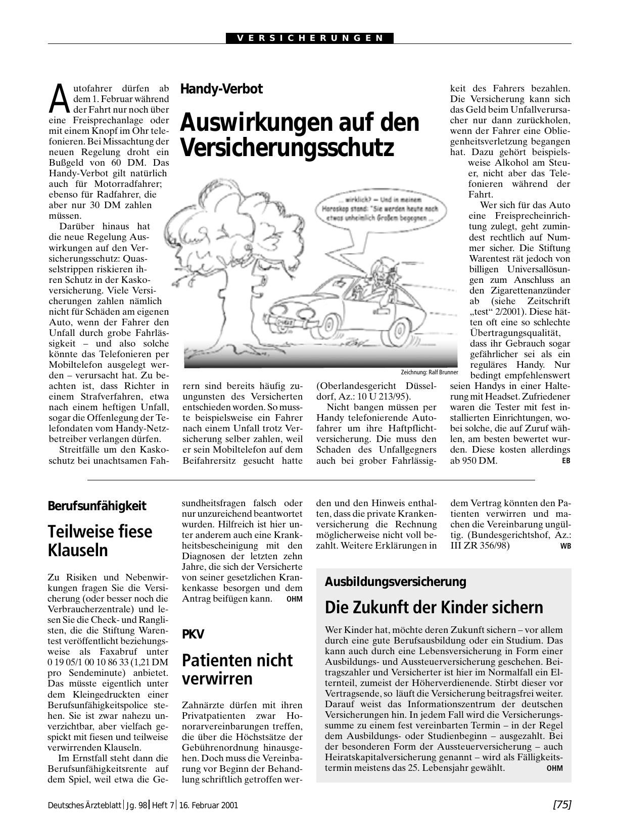 Vorschauseite 1: Handy-Verbot: Auswirkungen auf den Versicherungsschutz