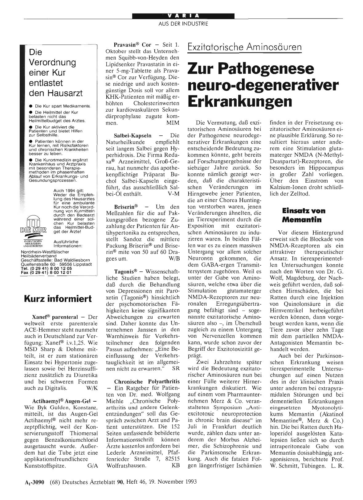 Vorschauseite 1: Kurz informiert: Pravasin® Cor
