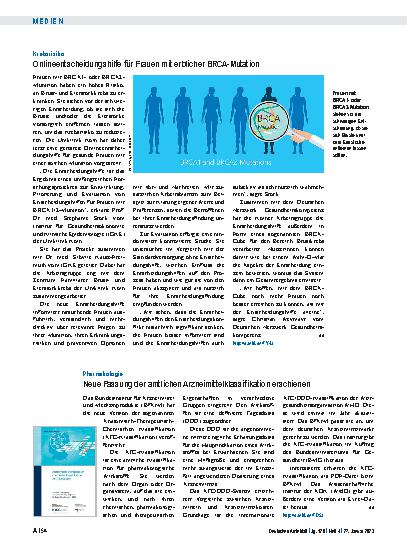 Vorschauseite 1: Krebsrisiko: Onlineentscheidungshilfe für Frauen mit erblicher BRCA-Mutation