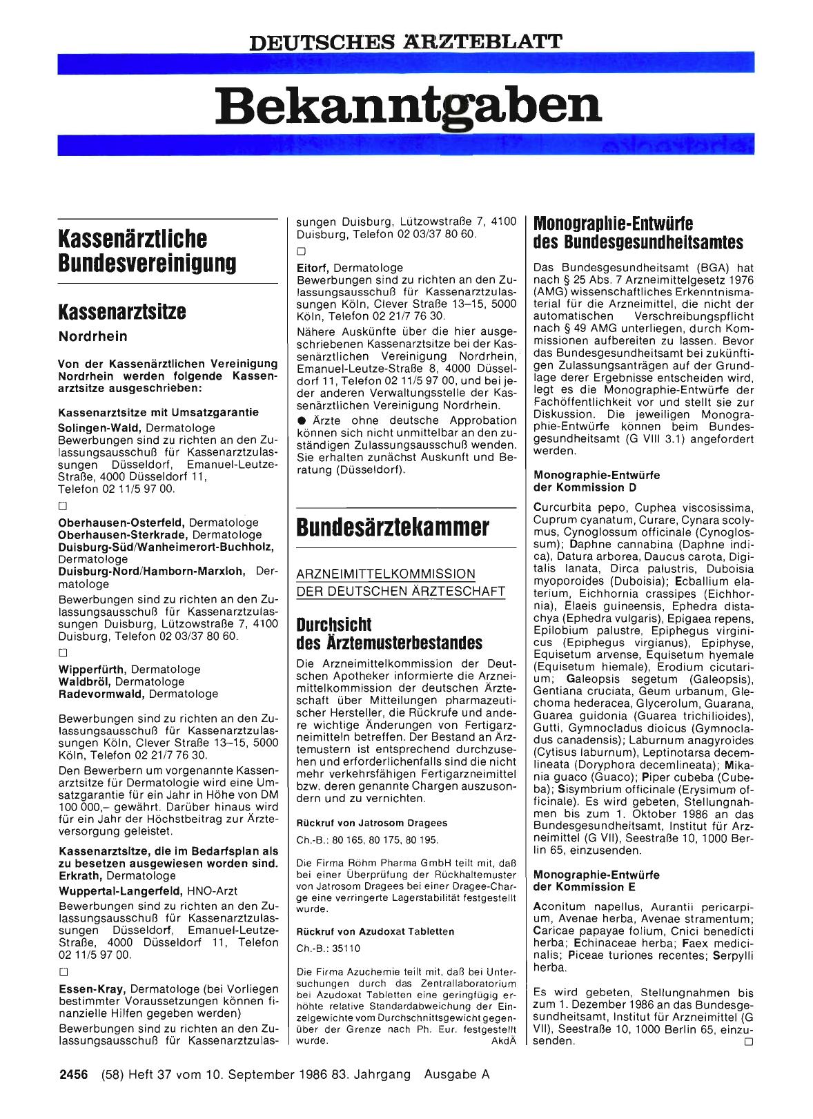 Vorschauseite 1: Durchsicht des Ärztemusterbestandes