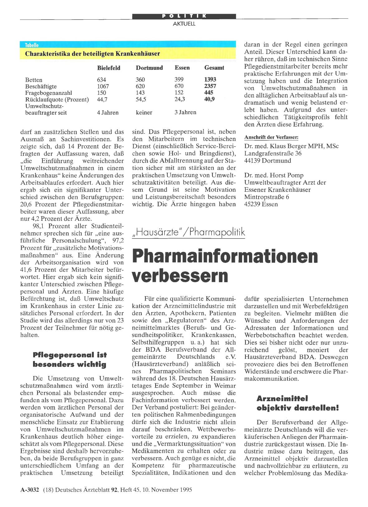 Vorschauseite 1: „Hausärzte„/Pharmapolitik: Pharmainformationen verbessern
