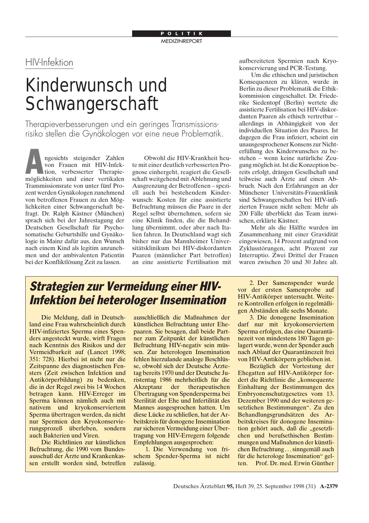 Vorschauseite 1: HIV-Infektion: Kinderwunsch und Schwangerschaft