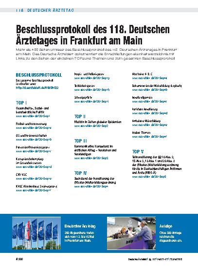 Vorschauseite 1: Beschlussprotokoll des 118. Deutschen Ärztetages in Frankfurt am Main