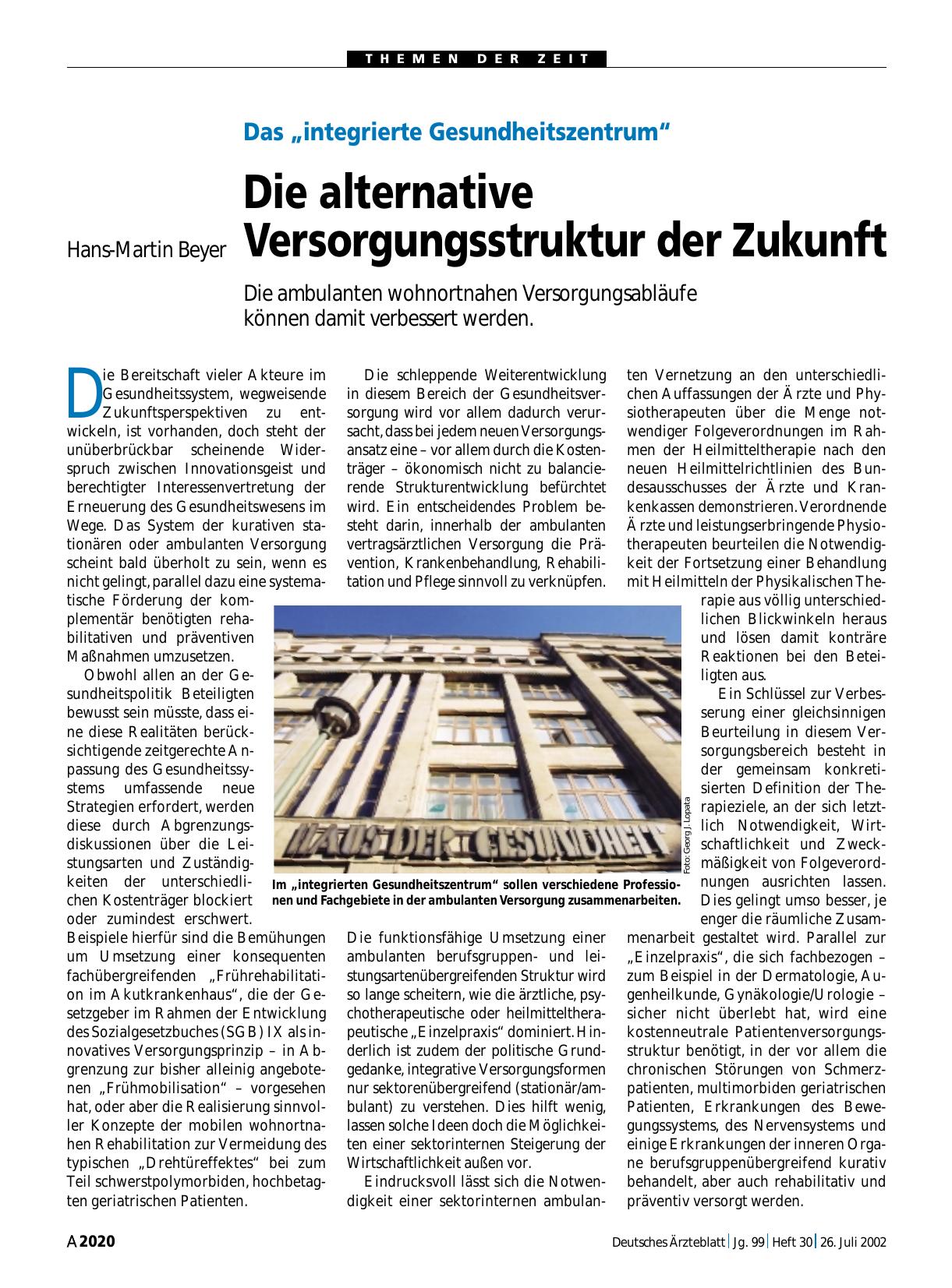 Vorschauseite 1: Das „integrierte Gesundheitszentrum“: Die alternative Versorgungsstruktur der Zukunft