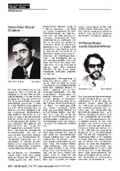 Vorschauseite 1: Heinz-Peter Brauer 50 Jahre