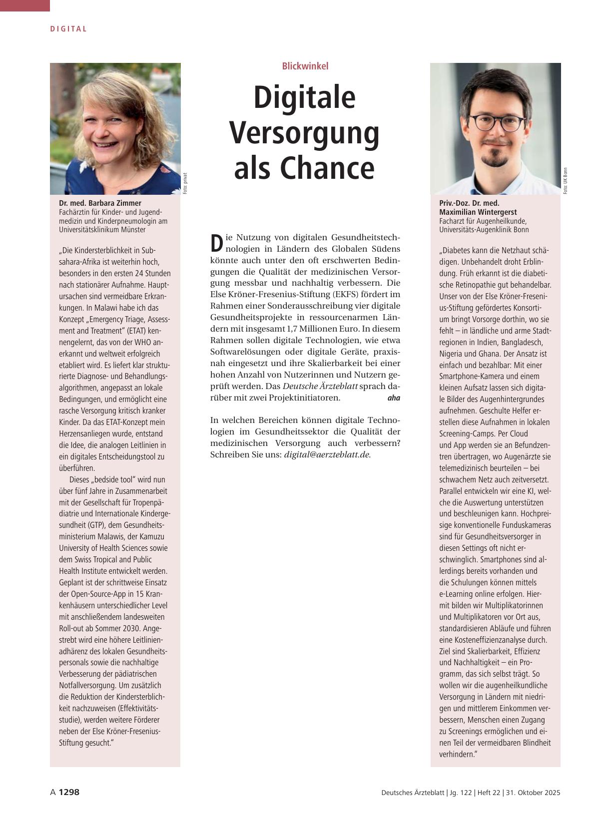 Vorschauseite 1: Blickwinkel: Digitale Versorgung als Chance