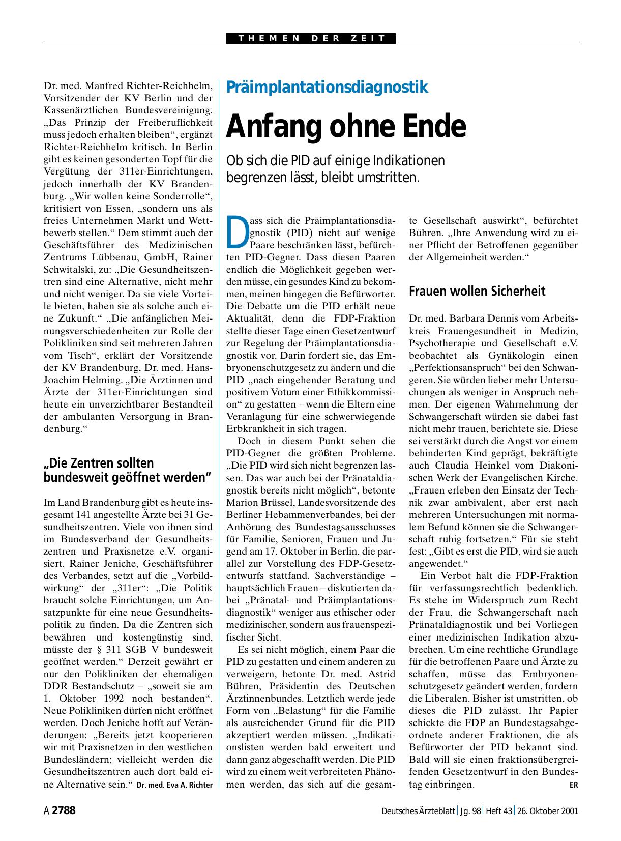Vorschauseite 1: Präimplantationsdiagnostik: Anfang ohne Ende
