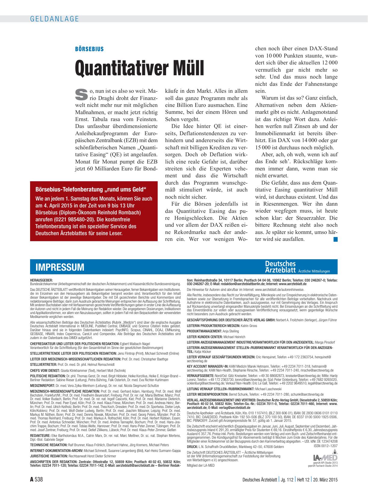 Vorschauseite 1: Börsebius: Quantitativer Müll